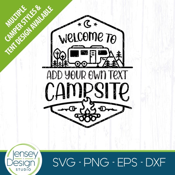 5th / Fifth Wheel Camper svg, Family Name Welcome Sign png, RV Camping Bucket Clipart, Travel Trailer Cut File, Happy Camp Life Flag Artwork