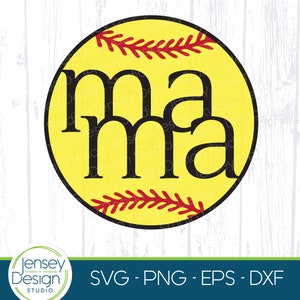 Mamá de softbol svg, diseño de clipart de camiseta de mamá, pelota deportiva linda, Cricut, silueta, Glowforge, descarga digital, archivo de corte Svg Dxf Eps Png