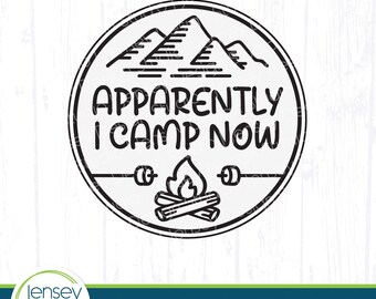 Funny Camping Life svg, Apparently I Camp png, Crazy Camper Mom T-Shirt Design, Campfire Crew Sign, Sarcastic & Sassy Circle Clip Art