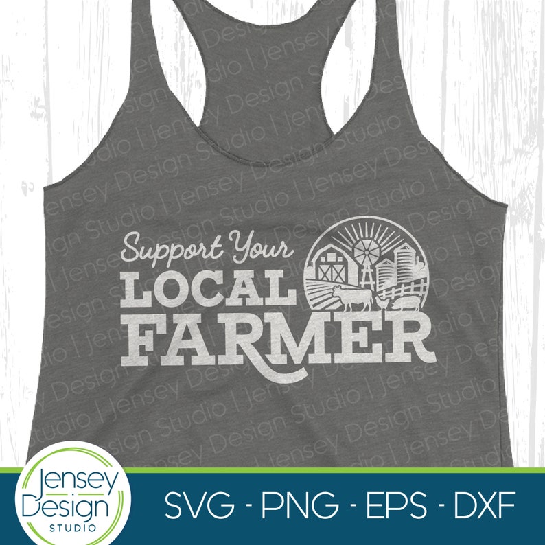 Support Your Local Farmer svg, Cow Pig Chicken, Farmers Market png for Tote Bag, Barn Animals Farm Shirt Design, 4H Clipart Instant Download image 2