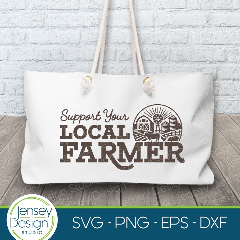 Support Your Local Farmer svg, Cow Pig Chicken, Farmers Market png for Tote Bag, Barn Animals Farm Shirt Design, 4H Clipart Instant Download image 3