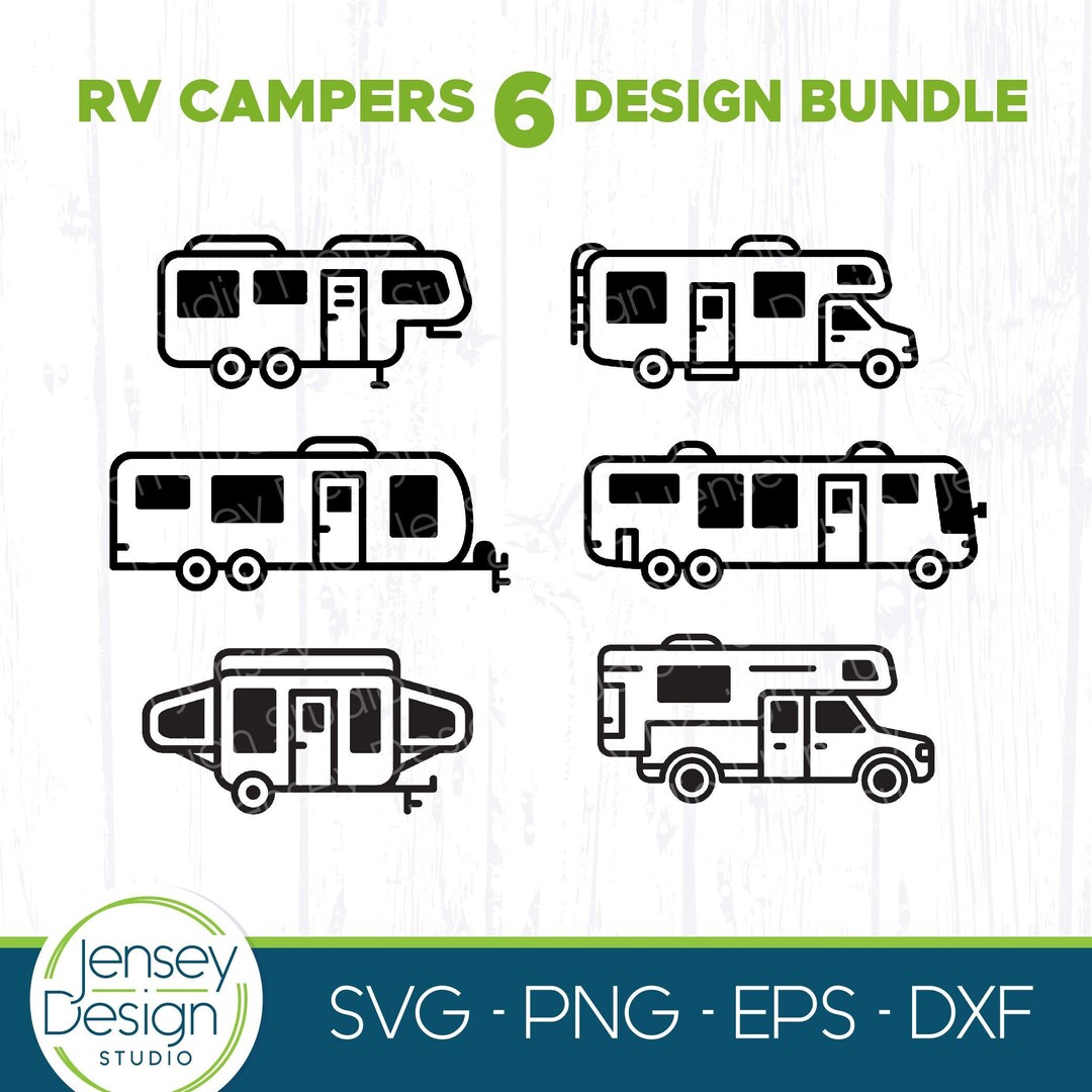 RV Camper SVG Bundle, Camping Designs, Travel Trailer PNG Clipart ...