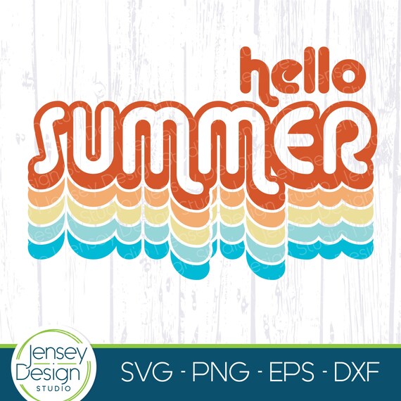 Hello Summer svg, 70s Vibe Retro Beach T-Shirt png, Trendy Teen Girl Cute Graphic Tee Clipart, 60s Vintage Colorful Rainbow Digital Download