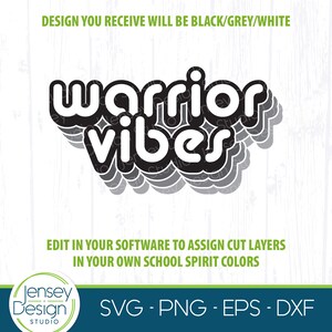 Mascota del equipo Warriors svg, ropa escolar png, ilustraciones de Warrior Pride, idea de camiseta de apoyo para fanáticos de los deportes, descarga digital, archivo de corte dxf eps