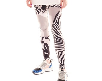 Zebra Leggings, Designer Activewear, Sports Joggers, Custom Print Leggings, Zebra Joggers, Africa Leggings, Colorful Leggings,Christmas Gift