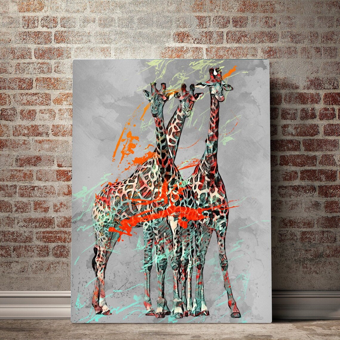 Giraffe Canvas Art Animal Wall Print Giraffe Wall Decor Etsy