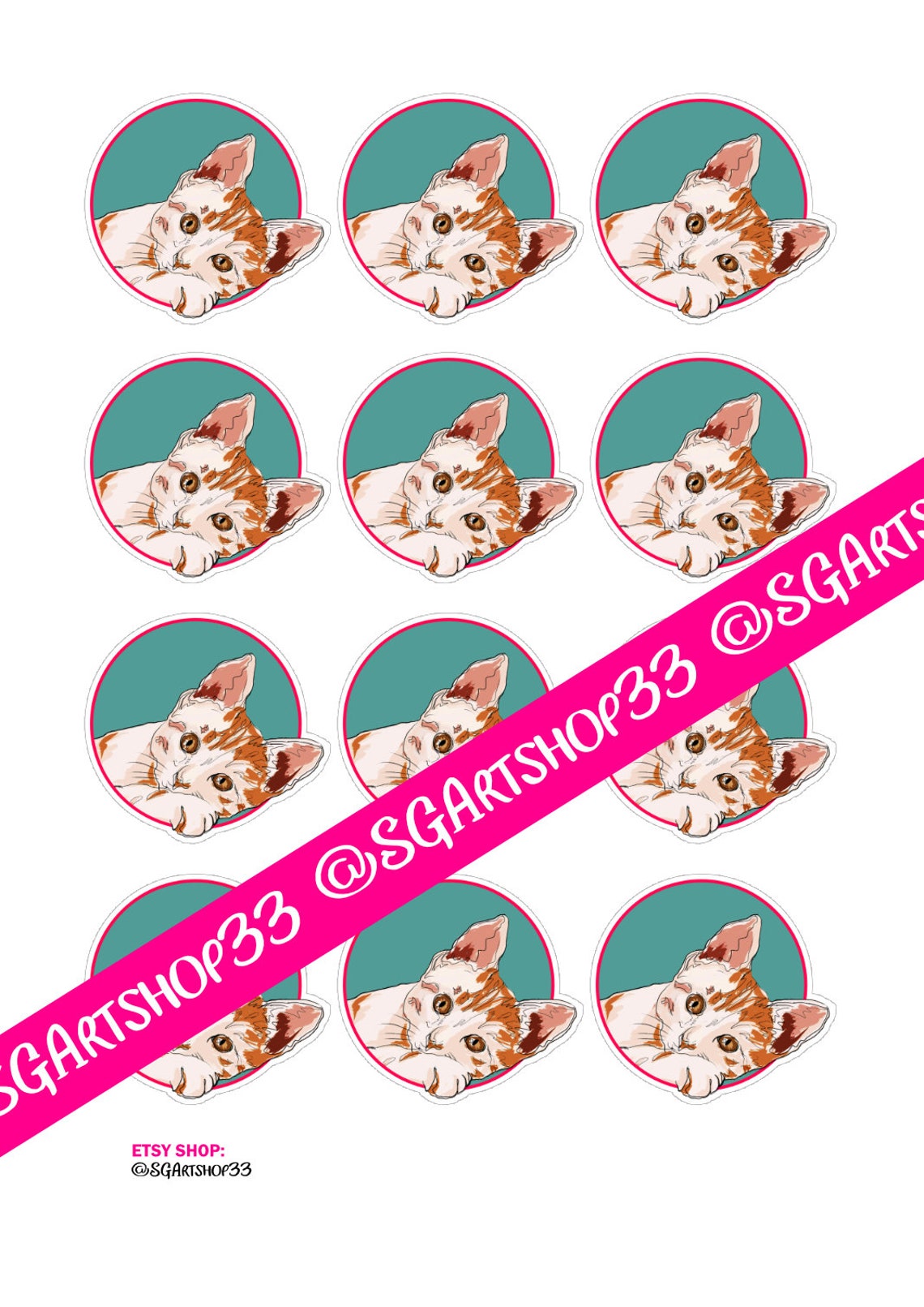 Cat Stickers Printable Cute Sticker Sheet Cat Stickers Digital - Etsy