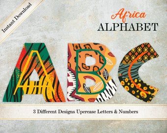 Striped Fur Animal Skin High Quality The Wild Set 7 Digital Alphabet by AwesomeScrapper 300 DPI PNGs Black and Orange Wildlife