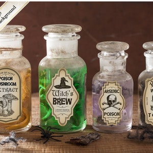 Apothecary Potion Labels, 2.5&quot;x1.4&quot; Apothecary Halloween Vintage Labels, Digital Halloween Labels, Printable Collage Sheet SI0049