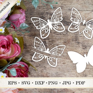 Butterfly Heart Cut File, Butterfly Papercut Template, Butterfly Clipart, Butterfly Monogram Frame, Butterfly SVG, Commercial use