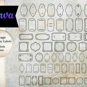 Vintage Apothekeretiketten, leere Apothekeretiketten in Canva, bedruckbares Collage Sheet, Scrapbooking