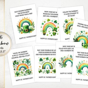 Druckbare St. Patrick's St. Day Regenbogen Karten, Sofort Download, St. Patrick's Karten, Klassenzimmer, Grußkarten, St. Pats Day Karte