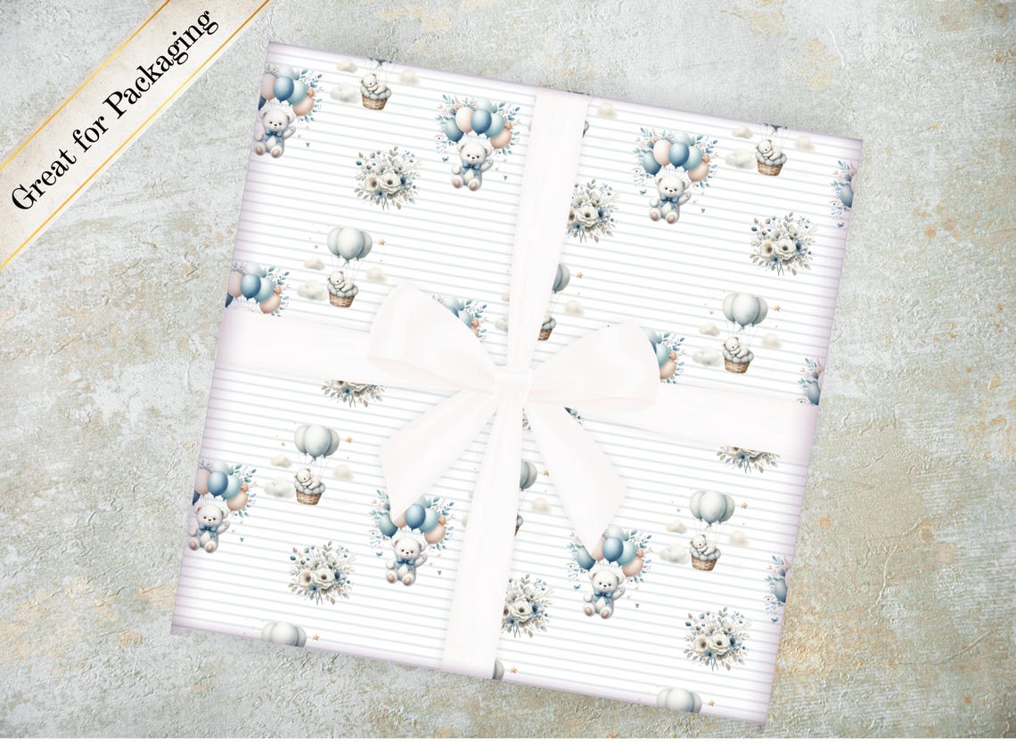 Blue Teddy Bear Digital Paper Pack: Seamless Scrapbook Patterns ...
