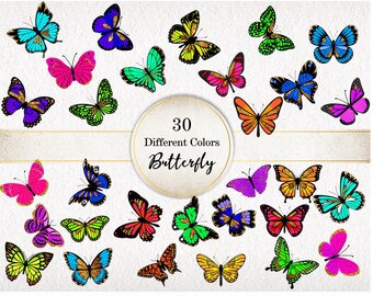 Glitter Butterfly Clipart: Colorful PNG Images (Commercial Use)
