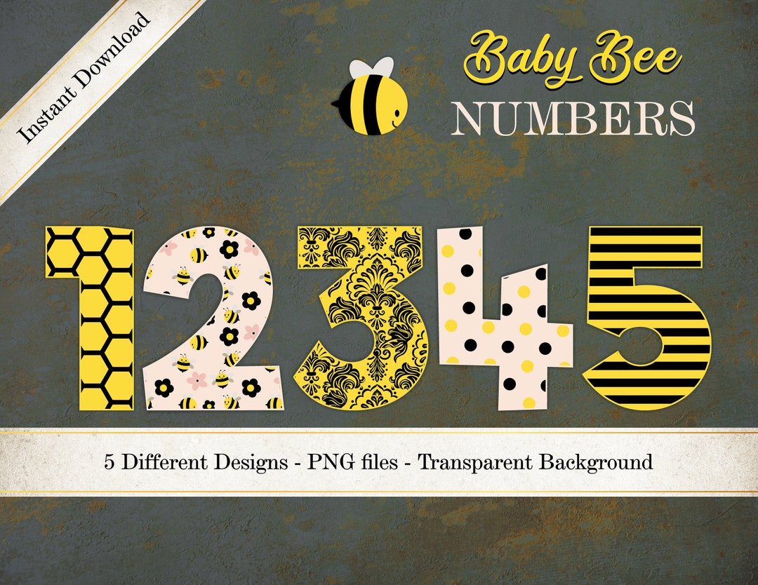 Bumble Bee Numbers Bee Numbers Clipart Digital Numbers Etsy
