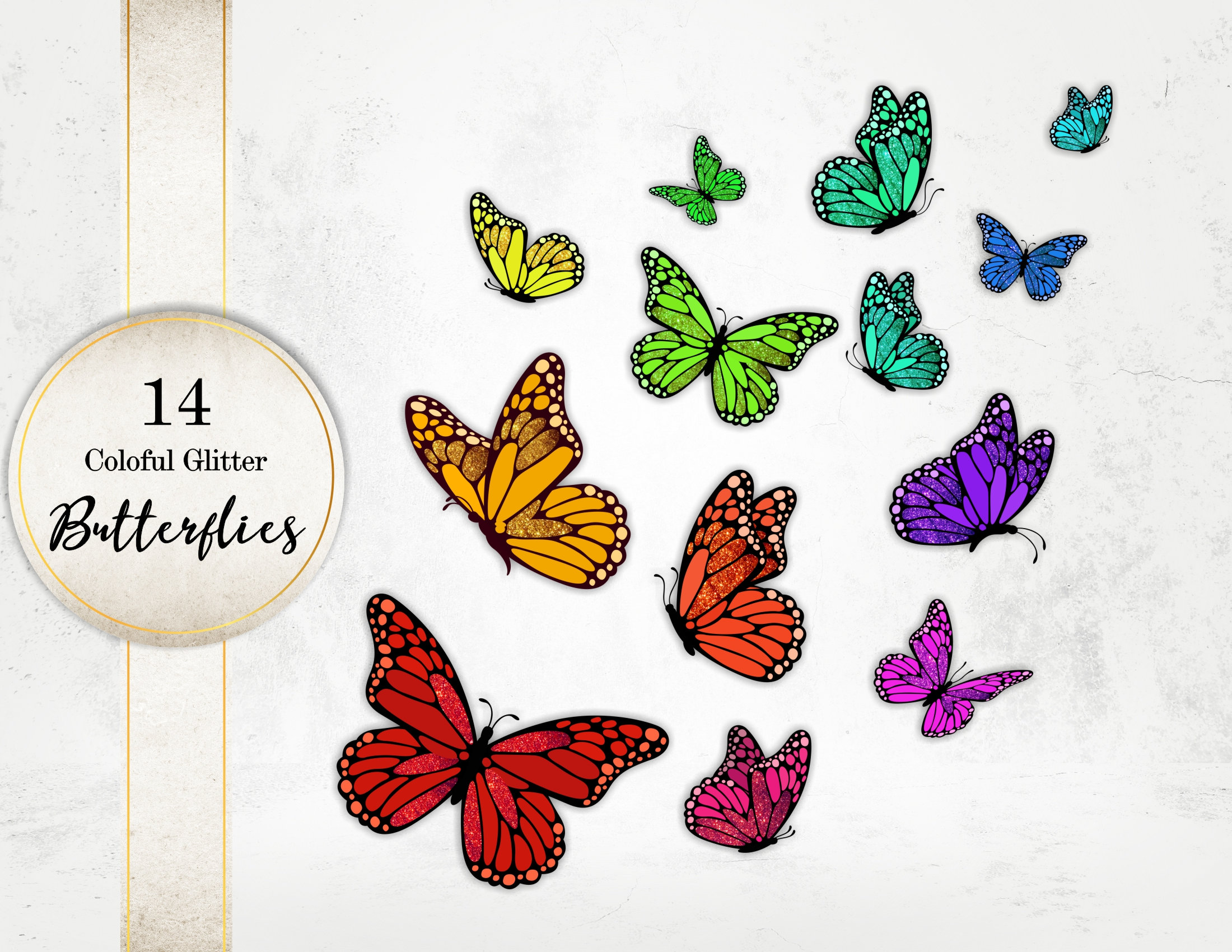Colorful Flying Butterflies Images Colorful Glitters Etsy