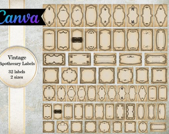 Vintage Apothecary Labels: Editable Blank Printable Collage Sheet (Digital Download)