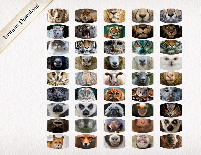 Other 45 Real Animal Face Mask Design Bundle Vet Sublimation Etsy