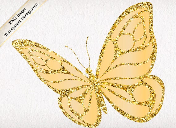 Gold Glitter Butterfly PNG Graphic — drypdesigns