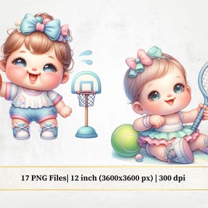 Clipart di bambine sportive pastello ad acquerello, ragazza che gioca a basket, hockey, calcio, ragazze PNG, immagini di Little Miss Sporty
