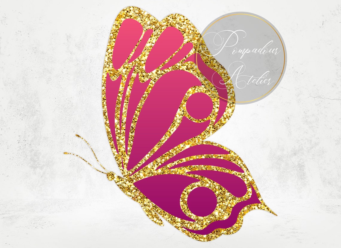 Purple Pink and Gold Glitter Butterflies Image Pack Lace Etsy