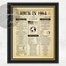 Back in 1964 Vintage Poster, Printable Newspaper Sign, Born in 1964 ...