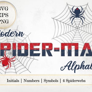Alfabeto SVG moderno do Homem-Aranha, Letras, Números e Símbolos do Homem-Aranha, Svg Eps Png Alfabeto Letras Gráficos SI0038