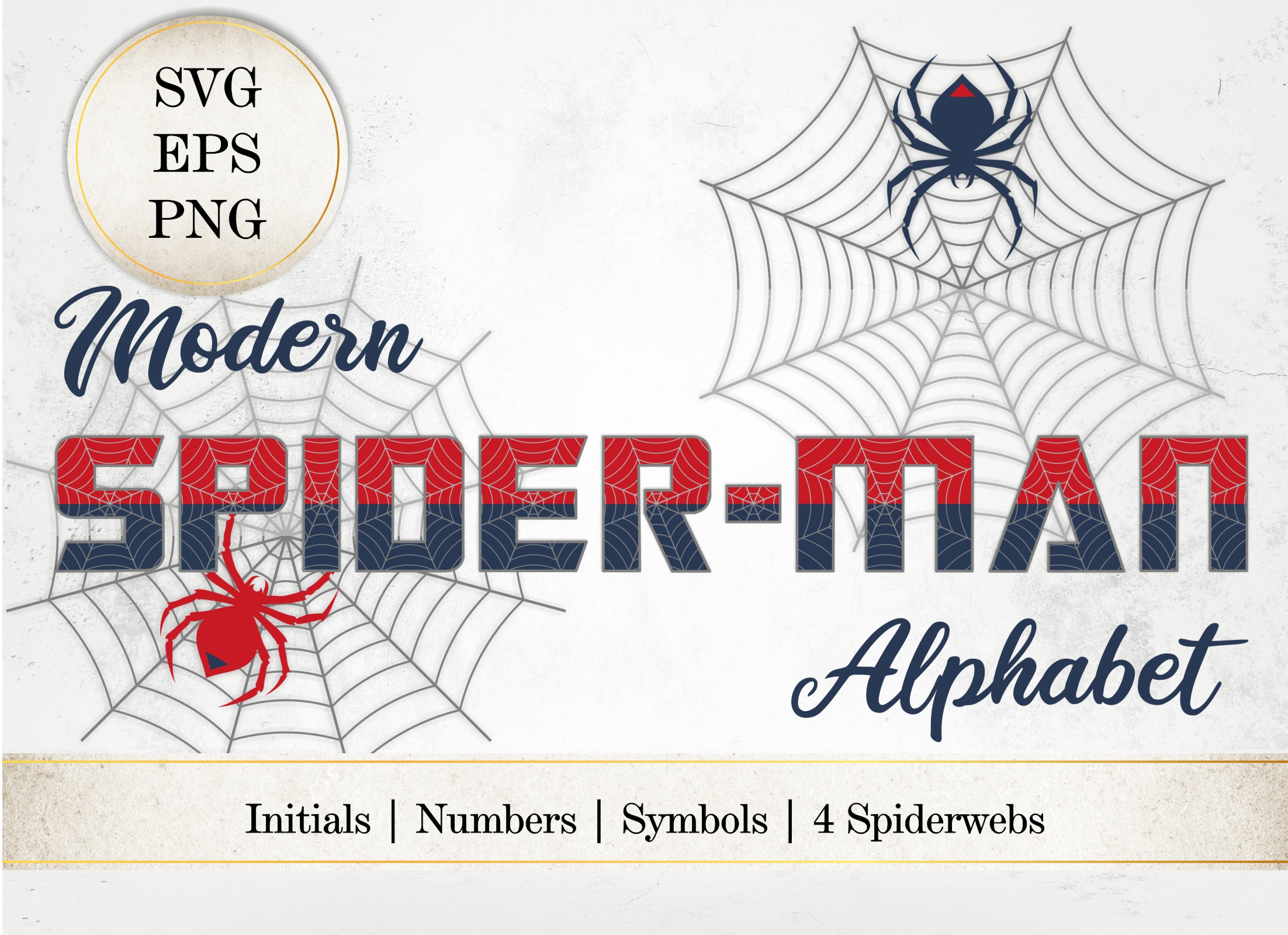 Spider-Man Alphabet SVG: Letters, Numbers, Symbols (PNG, EPS)