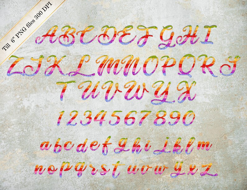 Color Combo Letters Colorful Alphabet Clipart, Multicolor Digital Letters Numbers, Rainbow ...