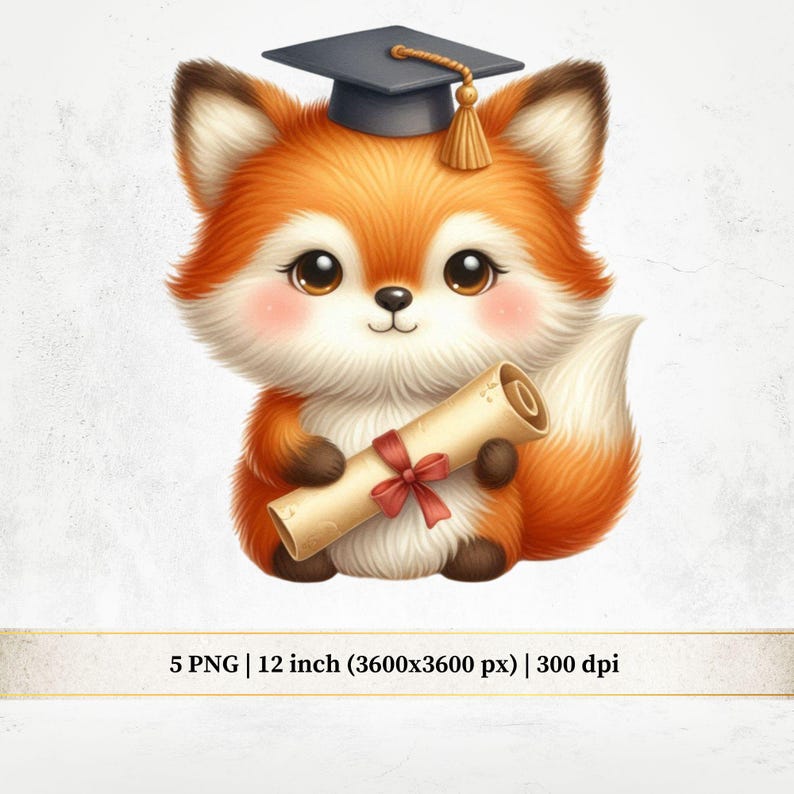 Baby Fox Graduation Clipart – Academic Animals PNG Set - Etsy