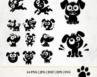 Funny Cartoon Dogs SVG Bundle, Doggy Cut Files, Digital Paw Vector, Cute Dog SVG, Commercial use