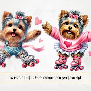 Colorful Dogs Valentines Clipart, Valentine's Day Watercolor Funny Dogs PNG, 15 Different Breeds of Dogs, Files for Sublimation