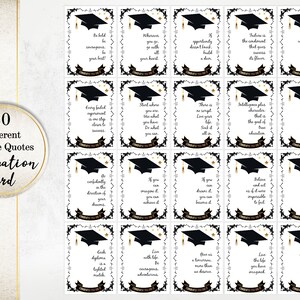 Carte de remise des diplômes avec citations positives, carte de félicitations, carte à thème or et noir, carte téléchargeable SI0039