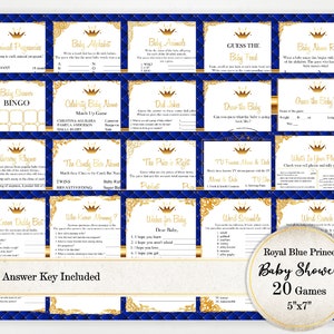 Royal Blue Prince Baby Shower Games: 20 Printable Games (SI0031)