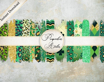 St Patrick Day Brush Stroke Image Pack, Holiday Clipart, Paint Stroke Background, Files for sublimation, PNG graphics SI0023