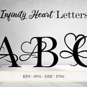 Alphabet amour infini SVG, Saint-Valentin lettres de A à Z, image PNG de police s'épanouir, lettrage de l'alphabet avec coeur décoratif