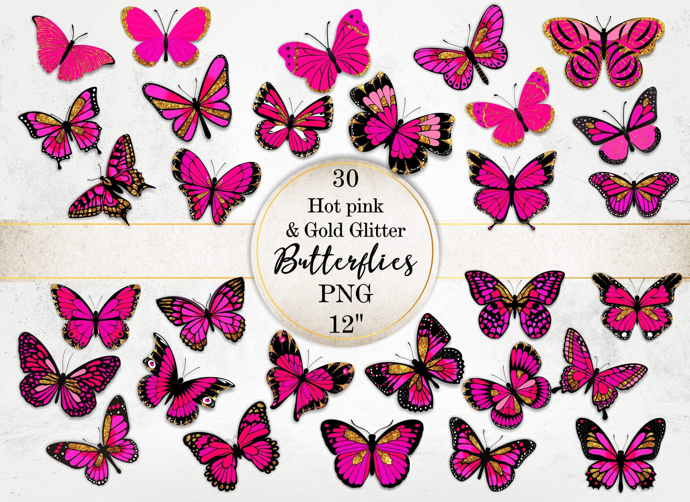 Butterfly Set of 8 baby Light Pink Glitter Clip on Butterflies Butterfly Set of 8 baby Light Pink Glitter Clip on Butterflies