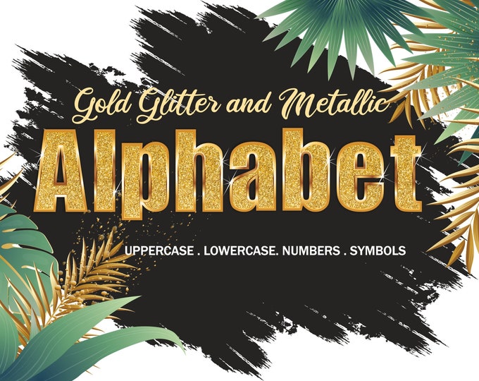 24k Gold Font Clipart, Instant Download, Upper & Lower Case Letters ...