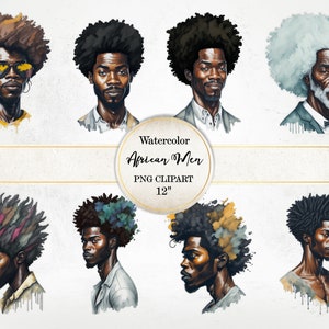 Afrikaner Png Sublimationsentwurf, Afroamerikaner Männer Png, schwarze Geschichte Png, Aquarell schwarze männliche Clipart