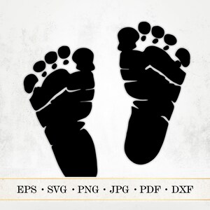 Baby voetafdruk SVG, baby voeten gesneden bestanden, pasgeboren digitaal bestand, png, eps, dxf, png, jpg, pdf