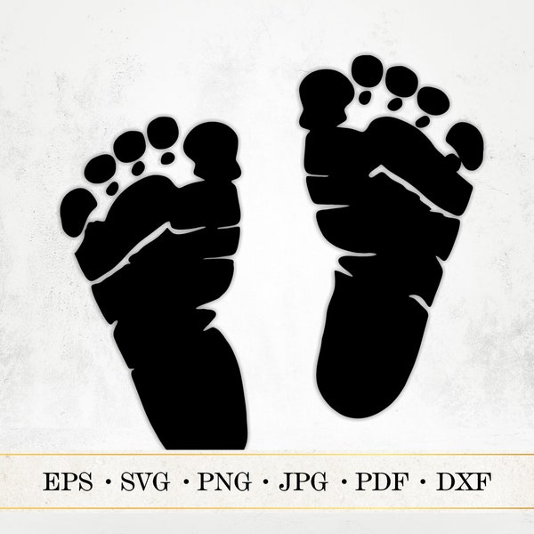 Baby Footprint SVG, Baby Feet Cut Files, Newborn Digital File, Png, Eps, Dxf, Png, Jpg, Pdf