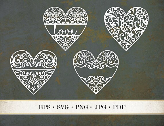 Download Lace Hearts Svg Package Mandala Hearts Set Heart Cutting Etsy