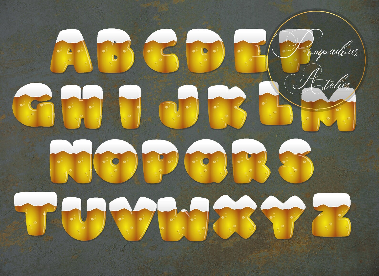 Bier Alphabet Clipart Bier Digital Font Großbuchstaben PNG Etsy