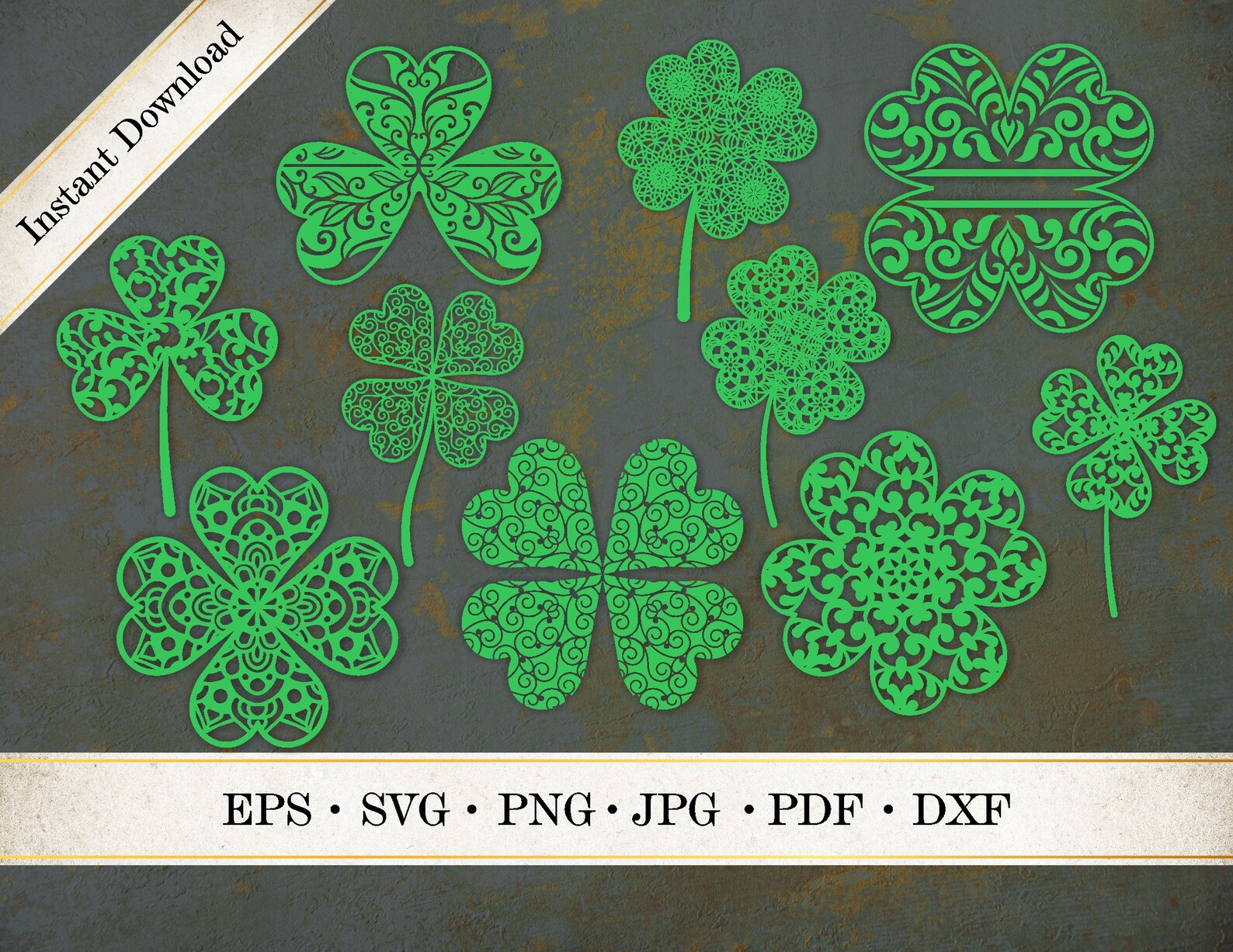Shamrock Mandala SVG Bundle 10 Designs of Shamrock Lace SVG | Etsy