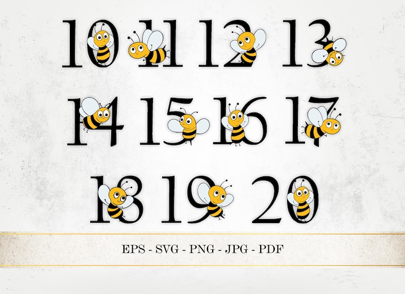 Bumble Bee Numbers 0-20 SVG, Cartoon Figures (digital Files) - Etsy
