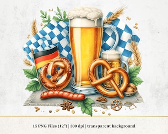 Watercolor Beer Clipart Set: Vintage Bottle & Mug PNG (Digital Download)