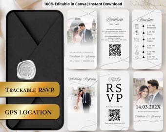 Animated Digital Wedding Invitation Video | Editable Canva Template