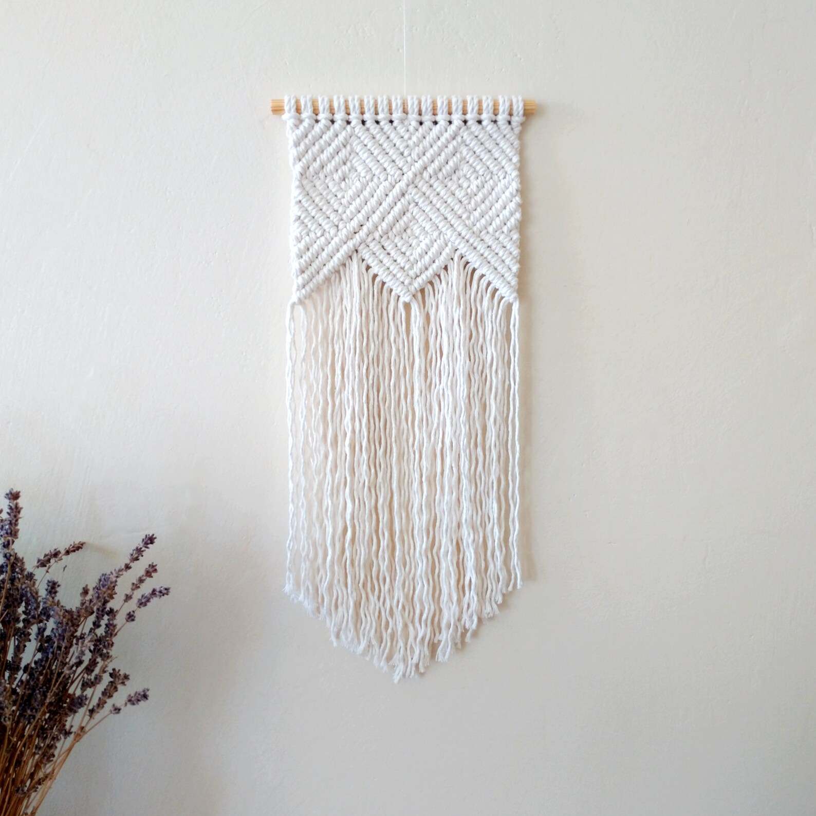 Small Macrame Handmade Wall Hanging Diagonal Pattern Etsy