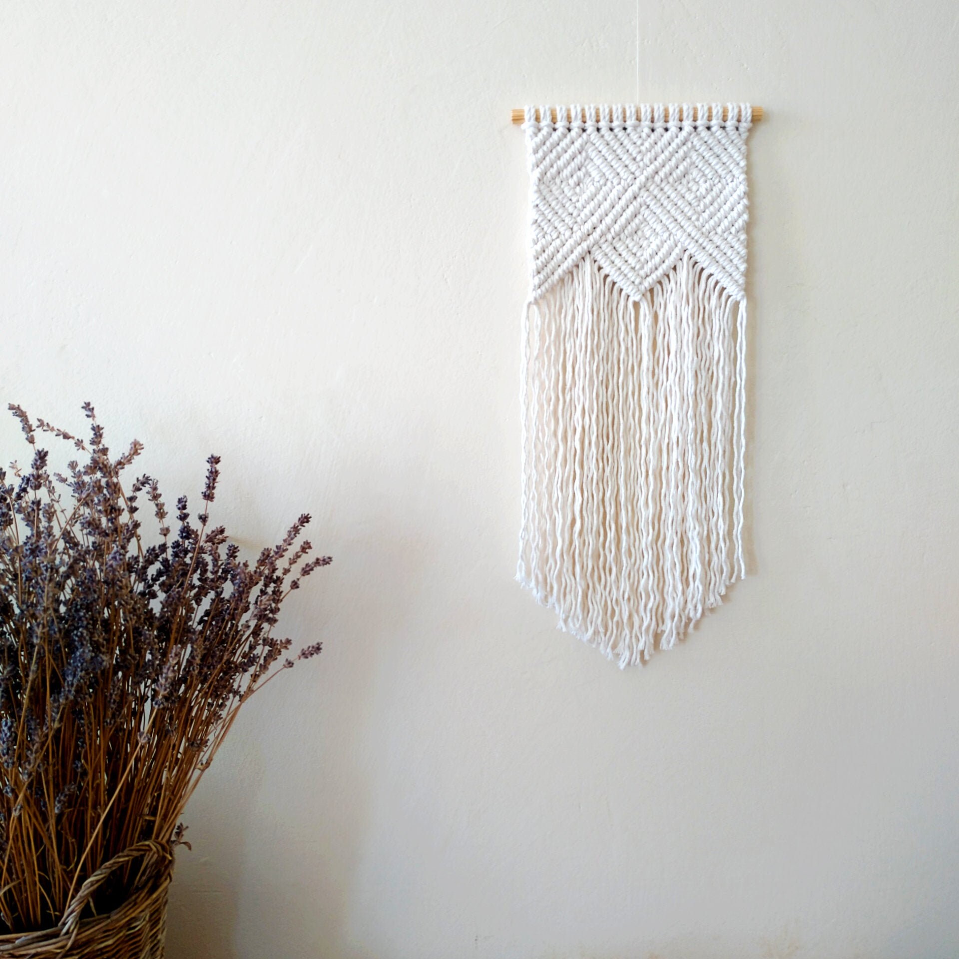 Small Macrame Handmade Wall Hanging Diagonal Pattern Etsy