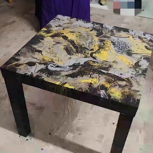 UNIQUE 55*55 cm Handmade Acrylic Table-Coffee Table-Bedside Table-Side Table-Motif Sofa Table Side Table Unique Piece
